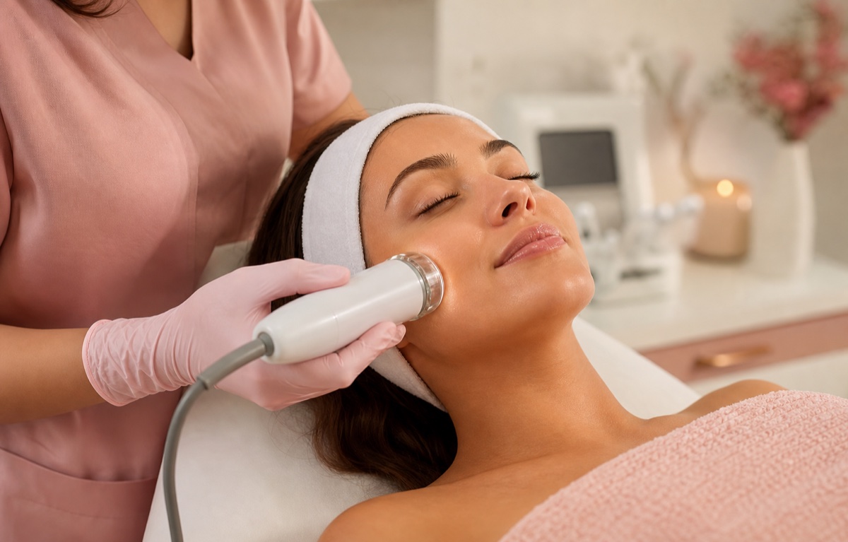 Zabieg kosmetologiczny na twarz w salonie beauty